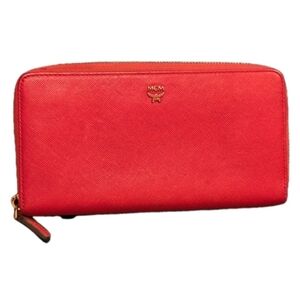 MCM Milla Grained Red Leather Zipped Wallet Card Holder (EXCELLENT CONDITION